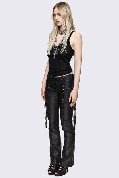 Minga London Backlash Zig Zag Lace Up Bootcut Pants