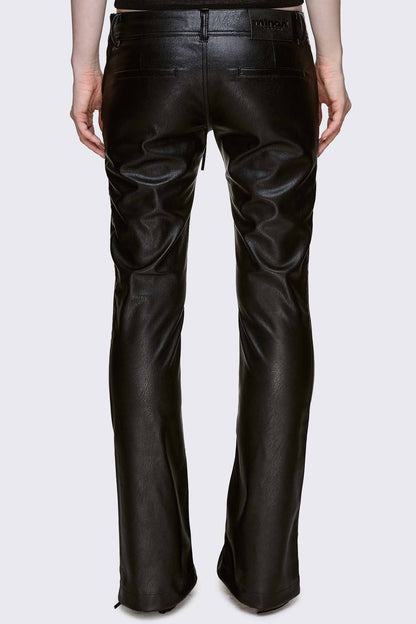 Minga London Deb Lace-Up Faux Leather Flared Pants