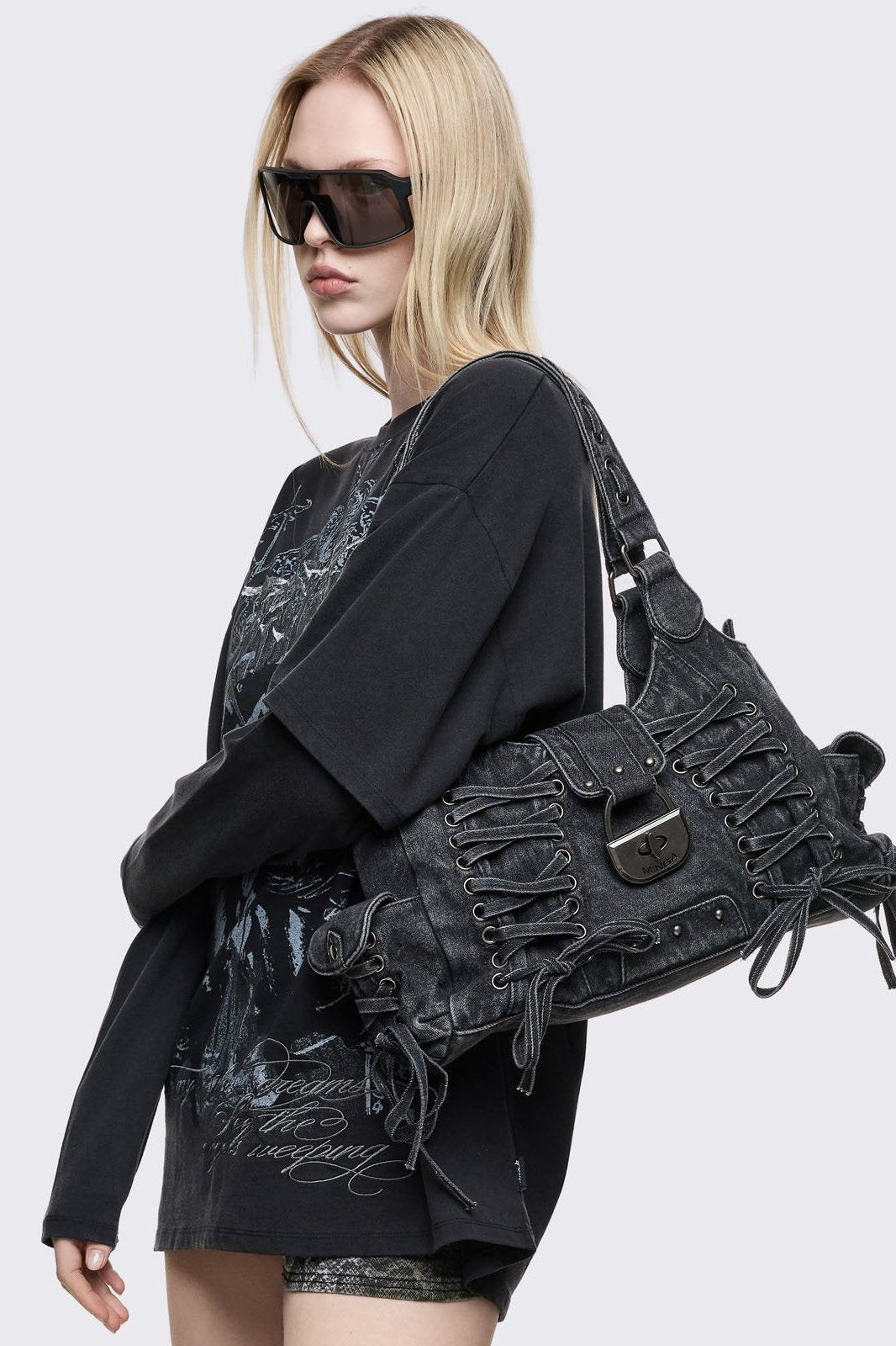 Minga London Locklyn Denim Shoulder Bag