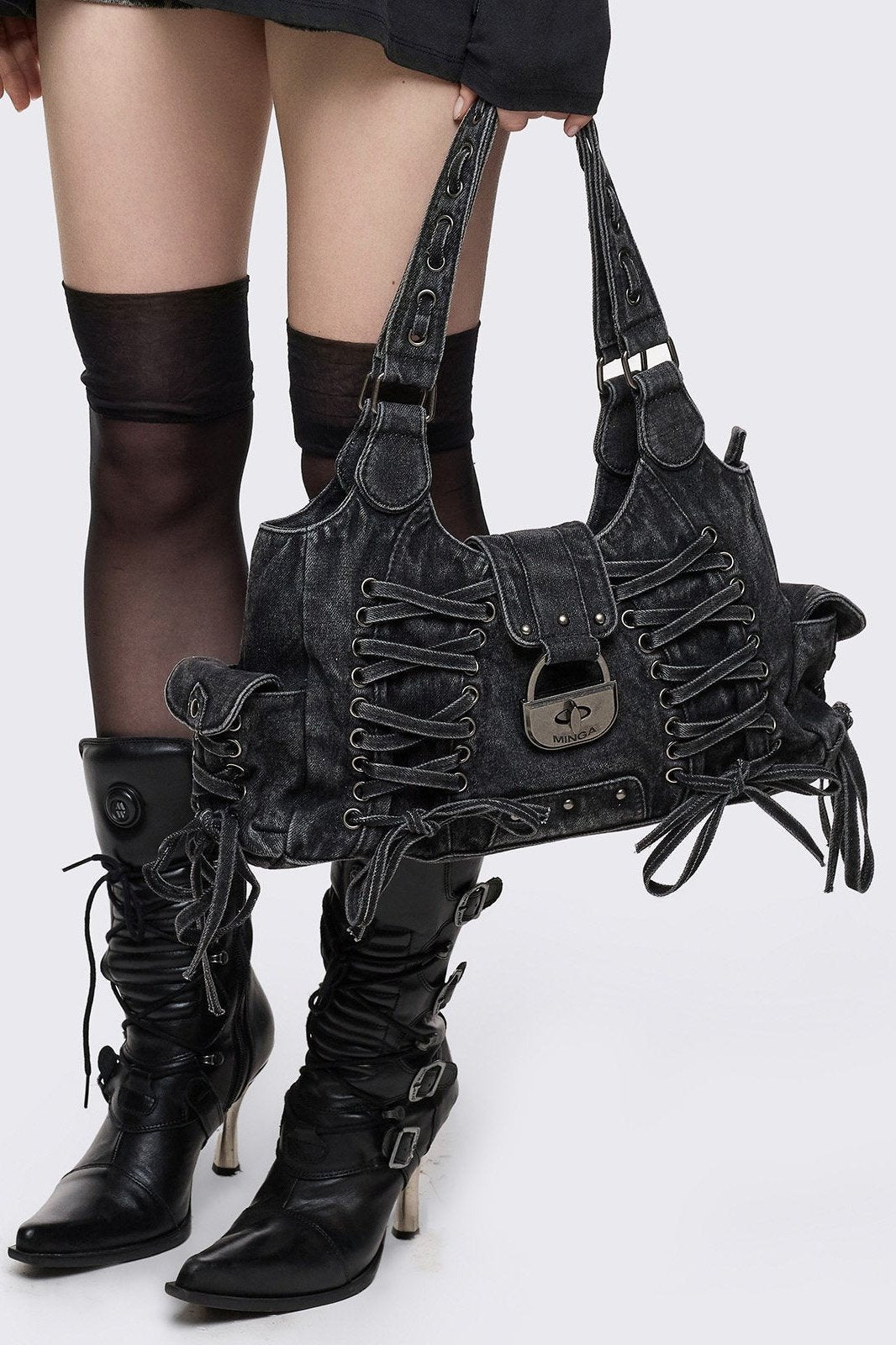 Minga London Locklyn Denim Shoulder Bag