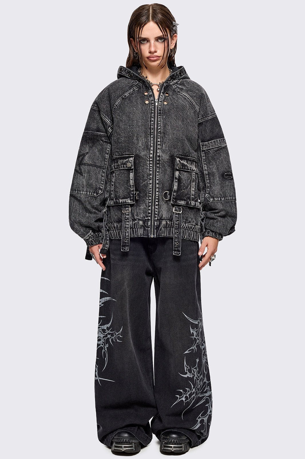 Minga London Zade Denim Bomber Jacket