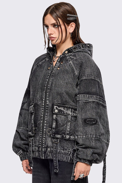 Minga London Zade Denim Bomber Jacket