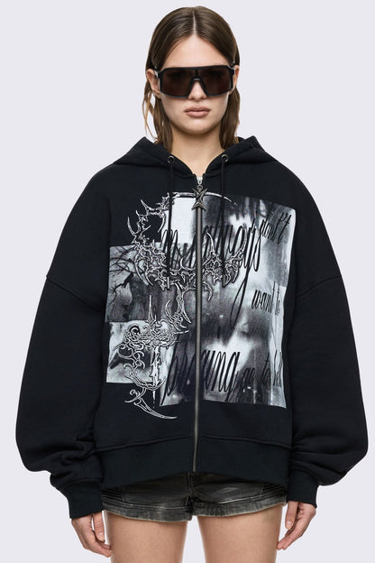 Minga London Go to Hell Zip Up Hoodie