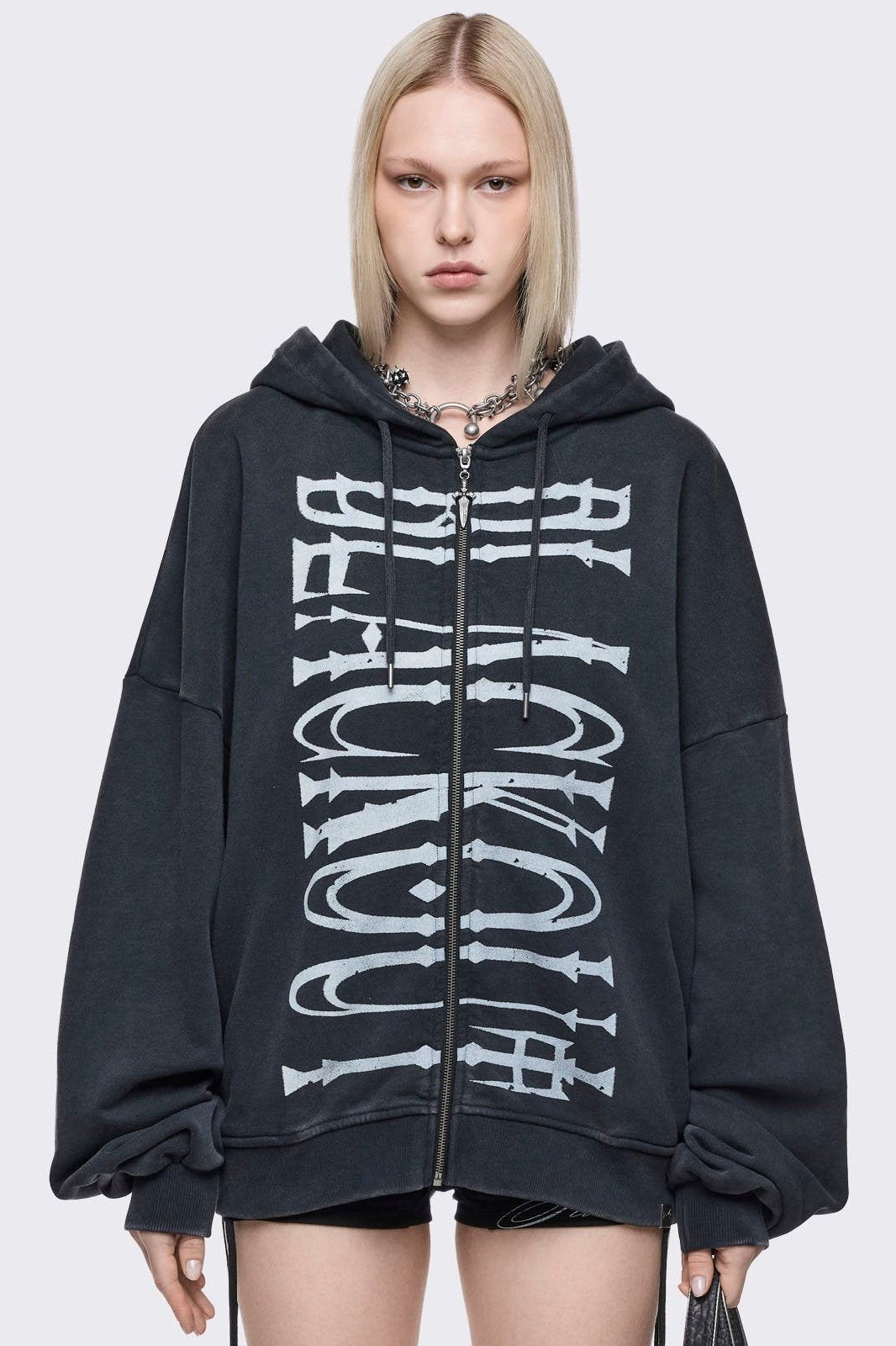 Minga London Blackout Washed Zip Up Hoodie