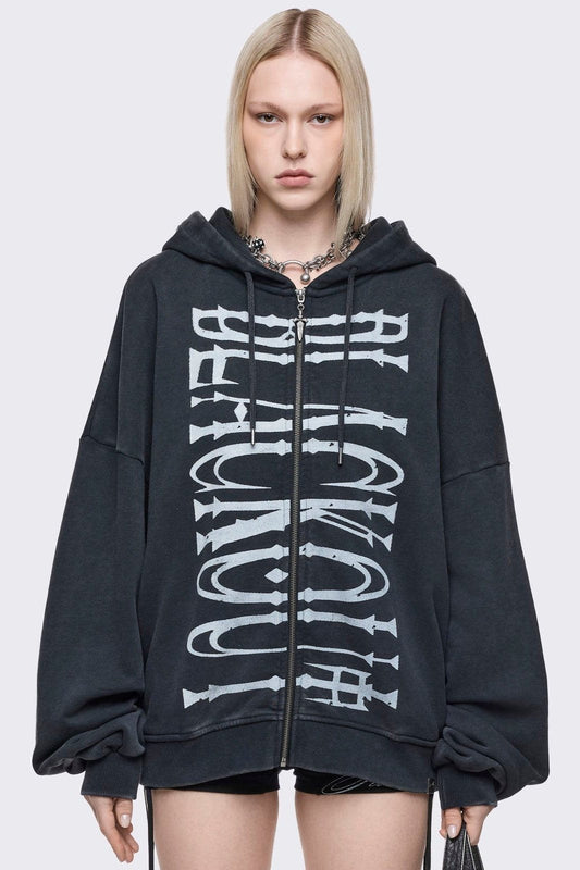 Minga London Blackout Washed Zip Up Hoodie