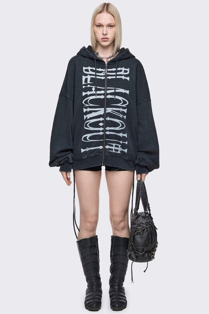 Minga London Blackout Washed Zip Up Hoodie