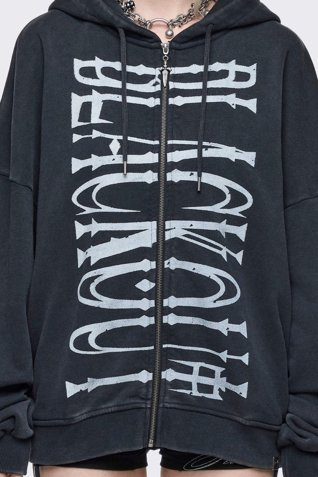 Minga London Blackout Washed Zip Up Hoodie
