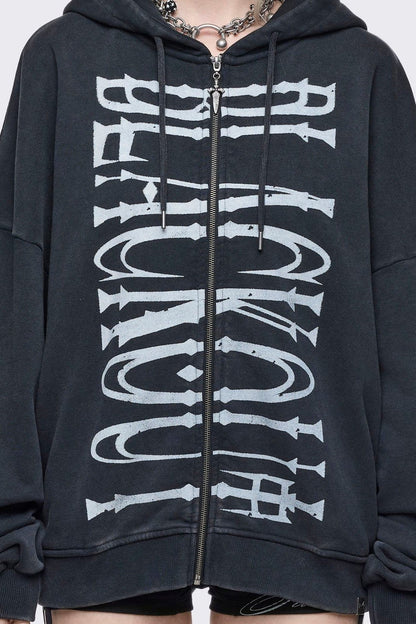 Minga London Blackout Washed Zip Up Hoodie