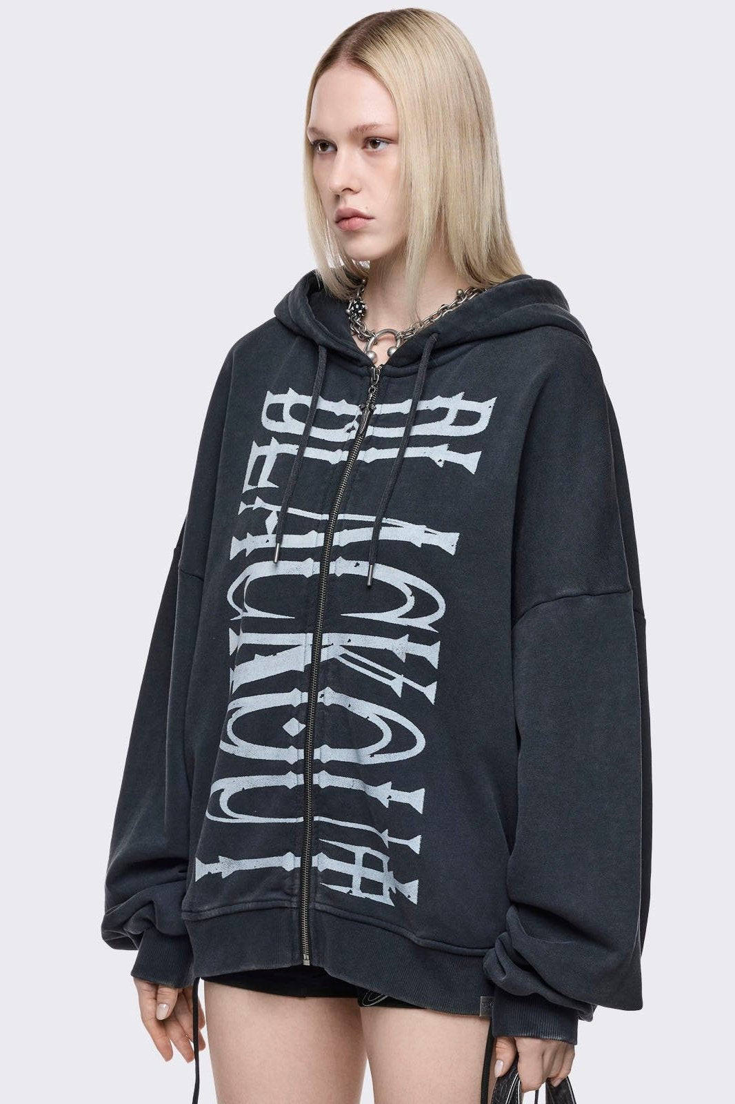 Minga London Blackout Washed Zip Up Hoodie