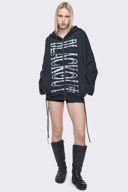 Minga London Blackout Washed Zip Up Hoodie