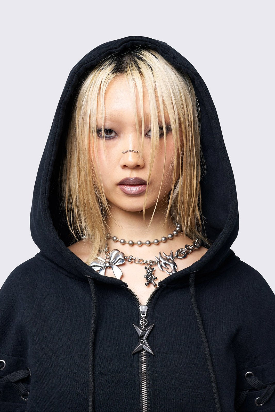 Minga London Mia Black Zip Up Hoodie