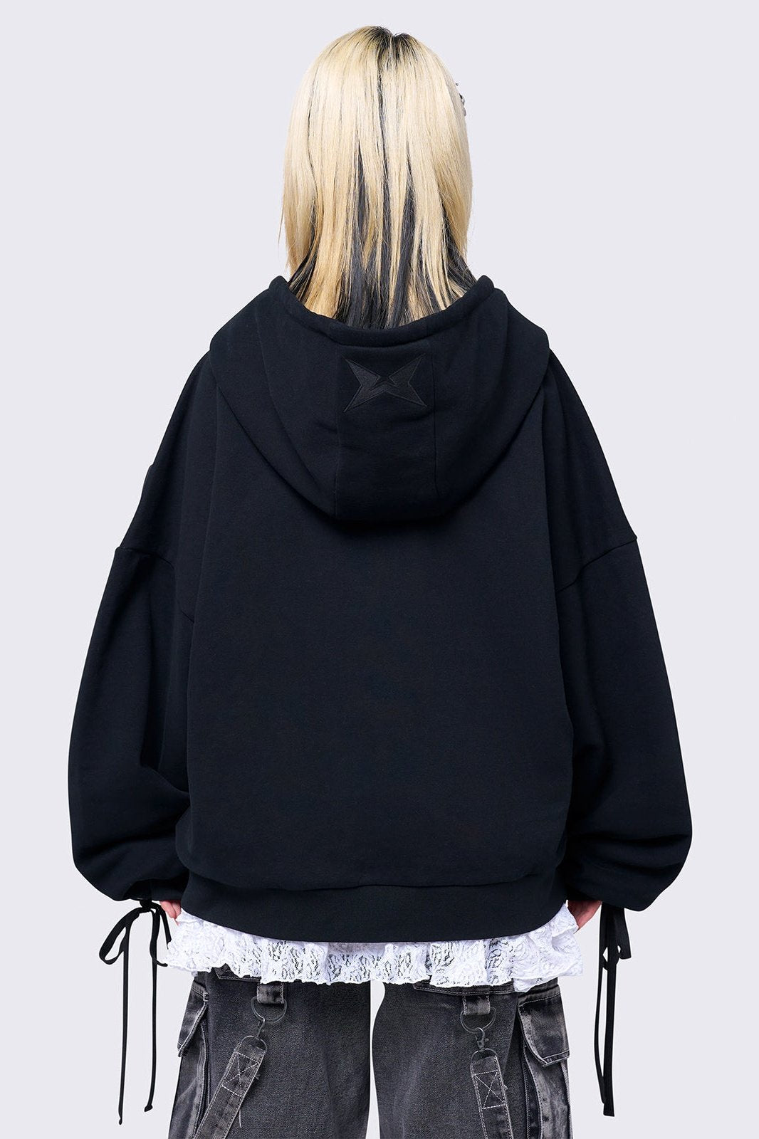 Minga London Mia Black Zip Up Hoodie