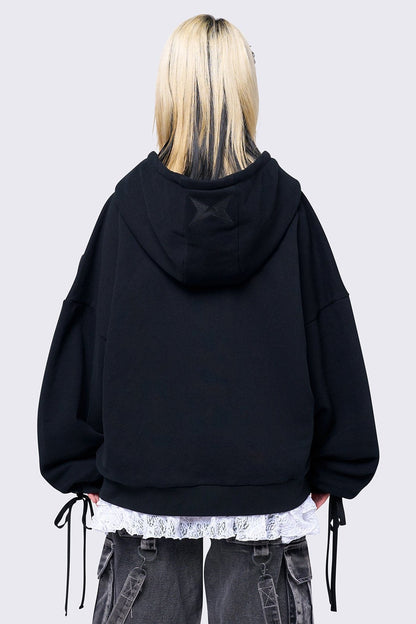 Minga London Mia Black Zip Up Hoodie