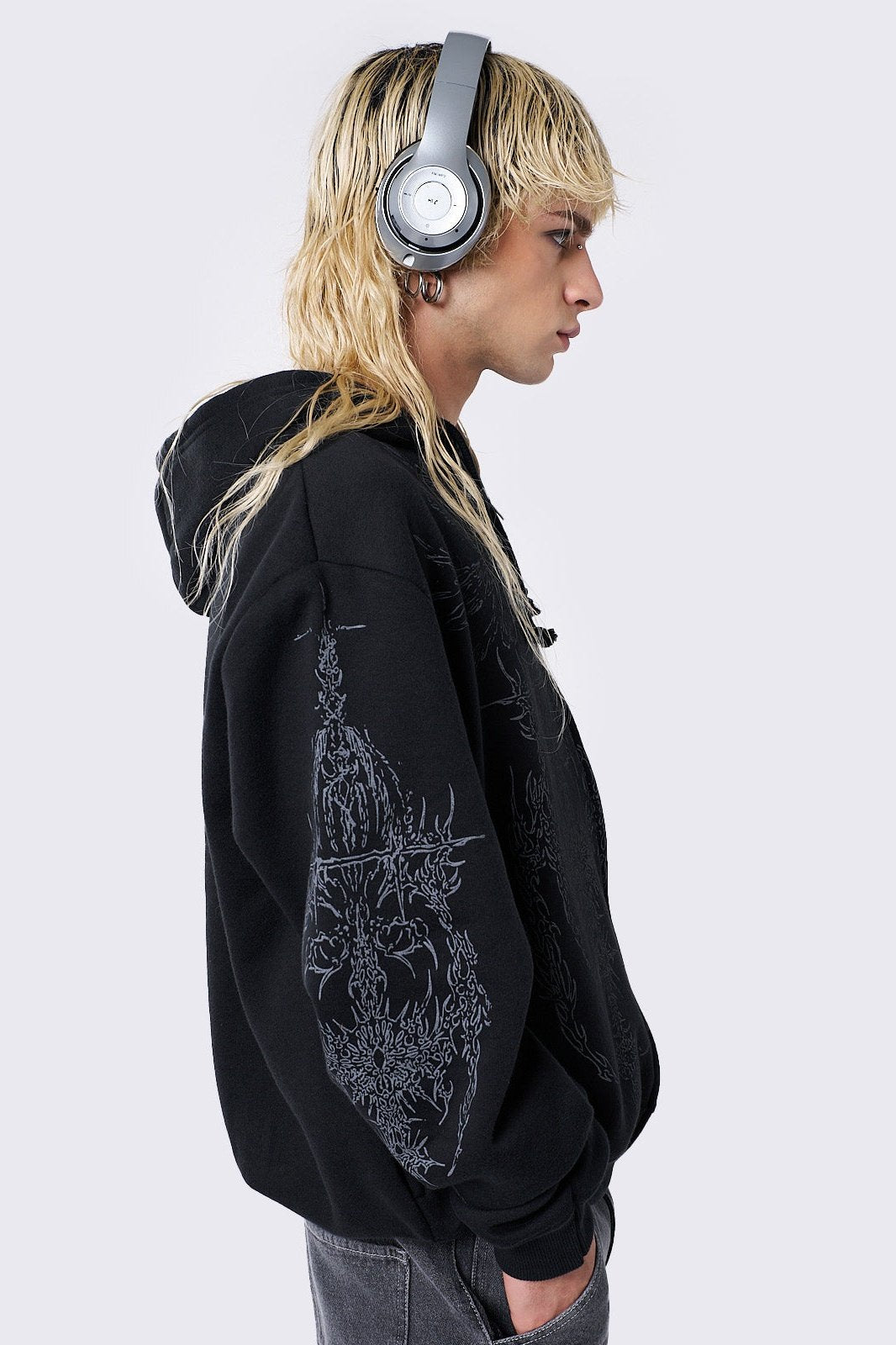 Minga London Enigmatic Black Zip Up Hoodie