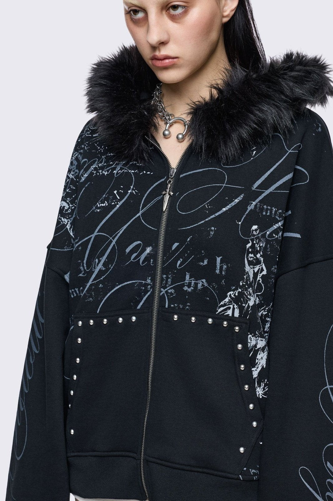 Minga London Divine Trouble Zip Up Hoodie