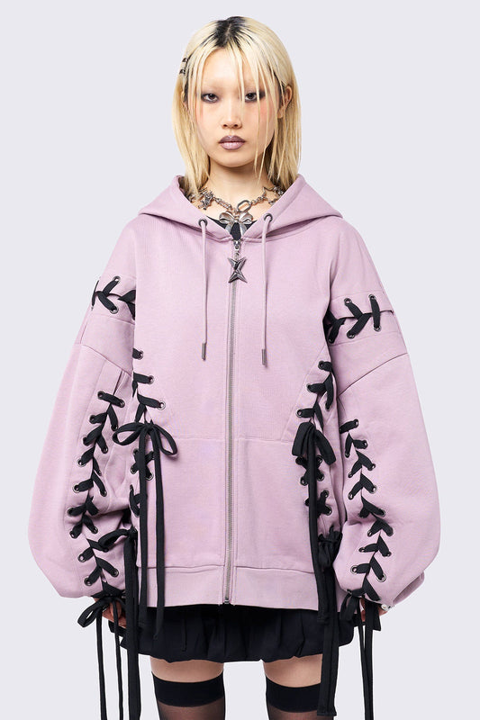 Minga London Mia Pink Zip Up Hoodie
