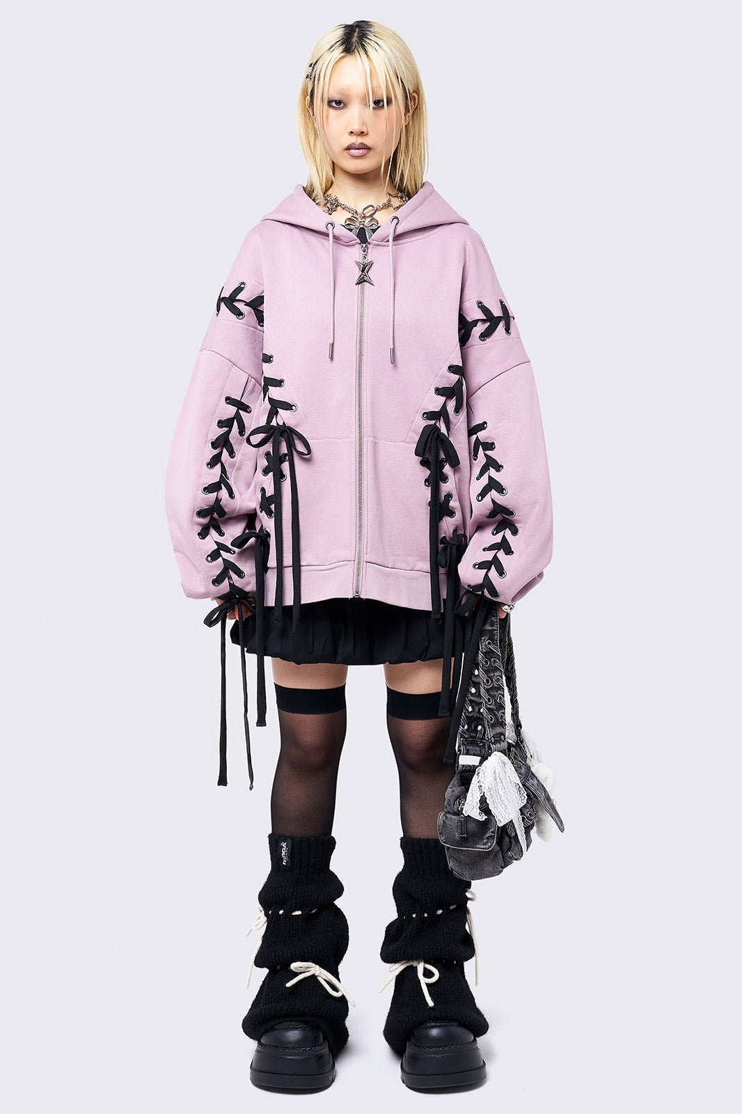 Minga London Mia Pink Zip Up Hoodie