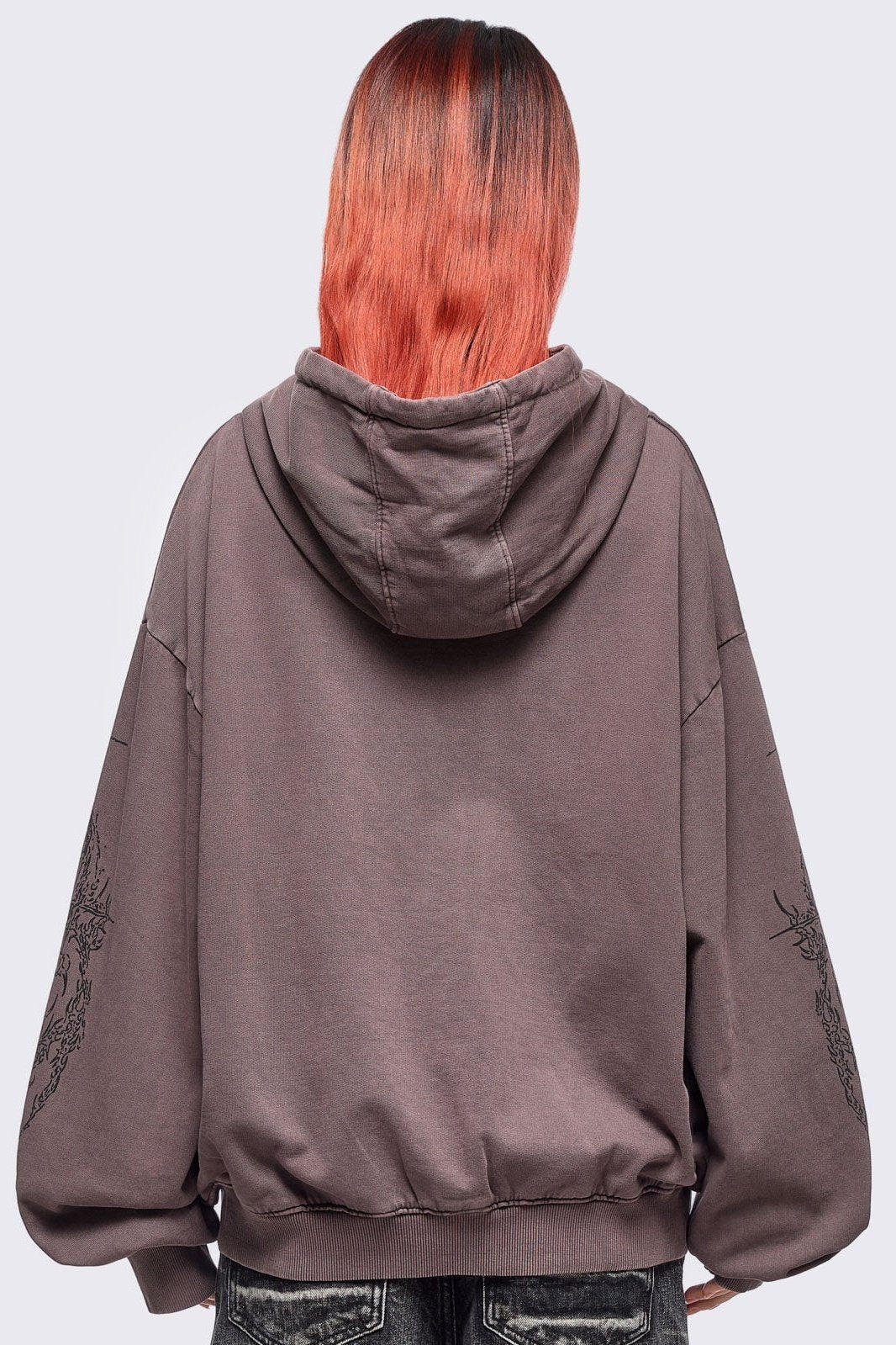 Minga London Enigmatic Brown Washed Zip Up Hoodie