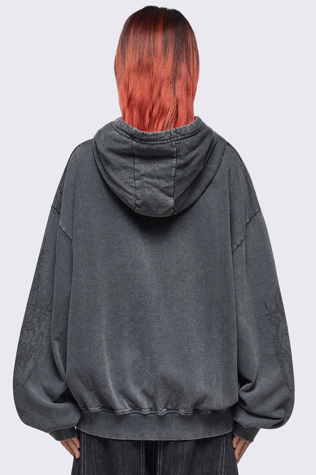 Minga London Enigmatic Grey Washed Zip Up Hoodie