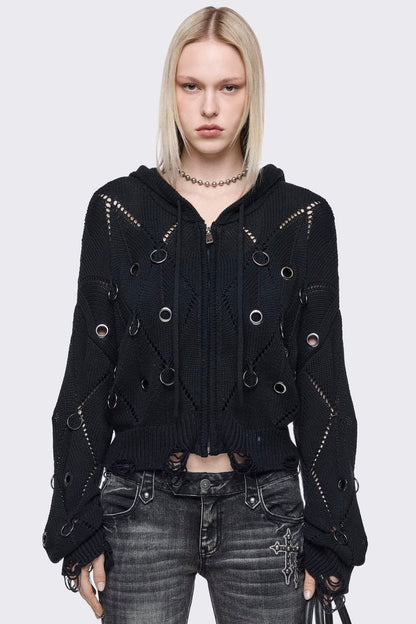 Minga London Ruin Knitted Zip-Up Hoodie