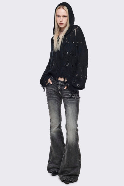 Minga London Ruin Knitted Zip-Up Hoodie