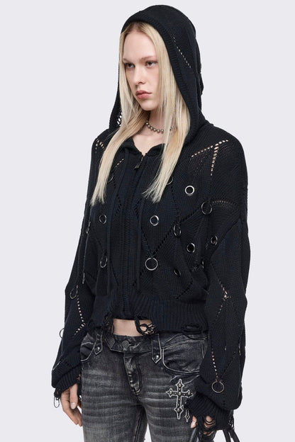 Minga London Ruin Knitted Zip-Up Hoodie