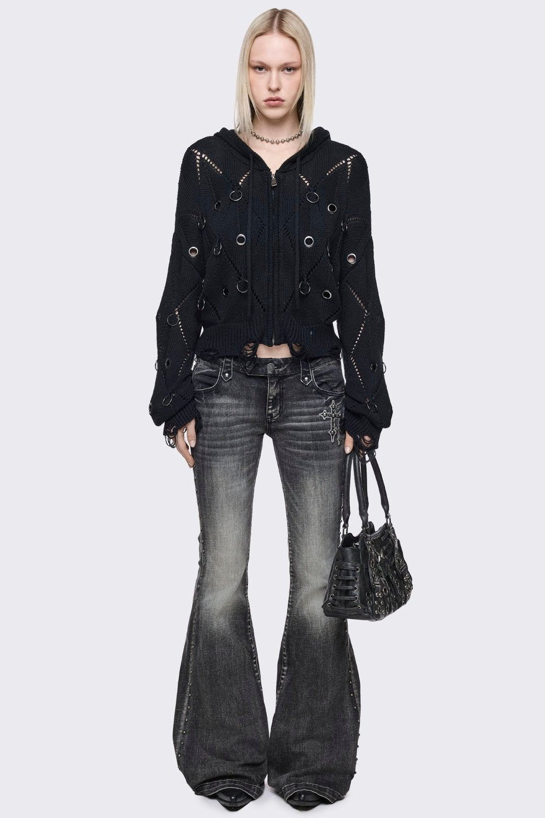 Minga London Ruin Knitted Zip-Up Hoodie
