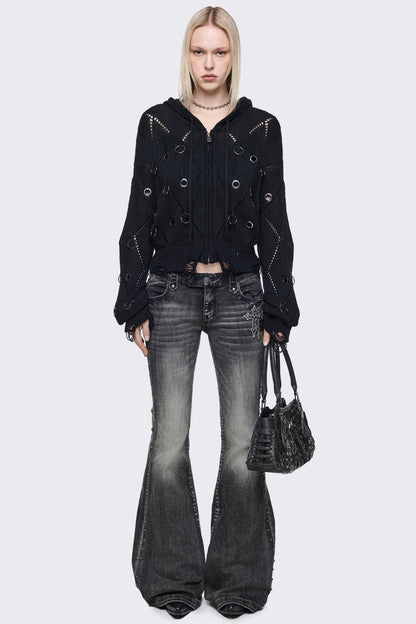 Minga London Ruin Knitted Zip-Up Hoodie