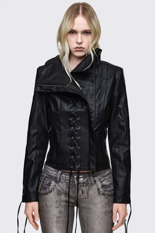 Minga London Dimension Lace Up Funnel Jacket