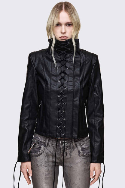 Minga London Dimension Lace Up Funnel Jacket