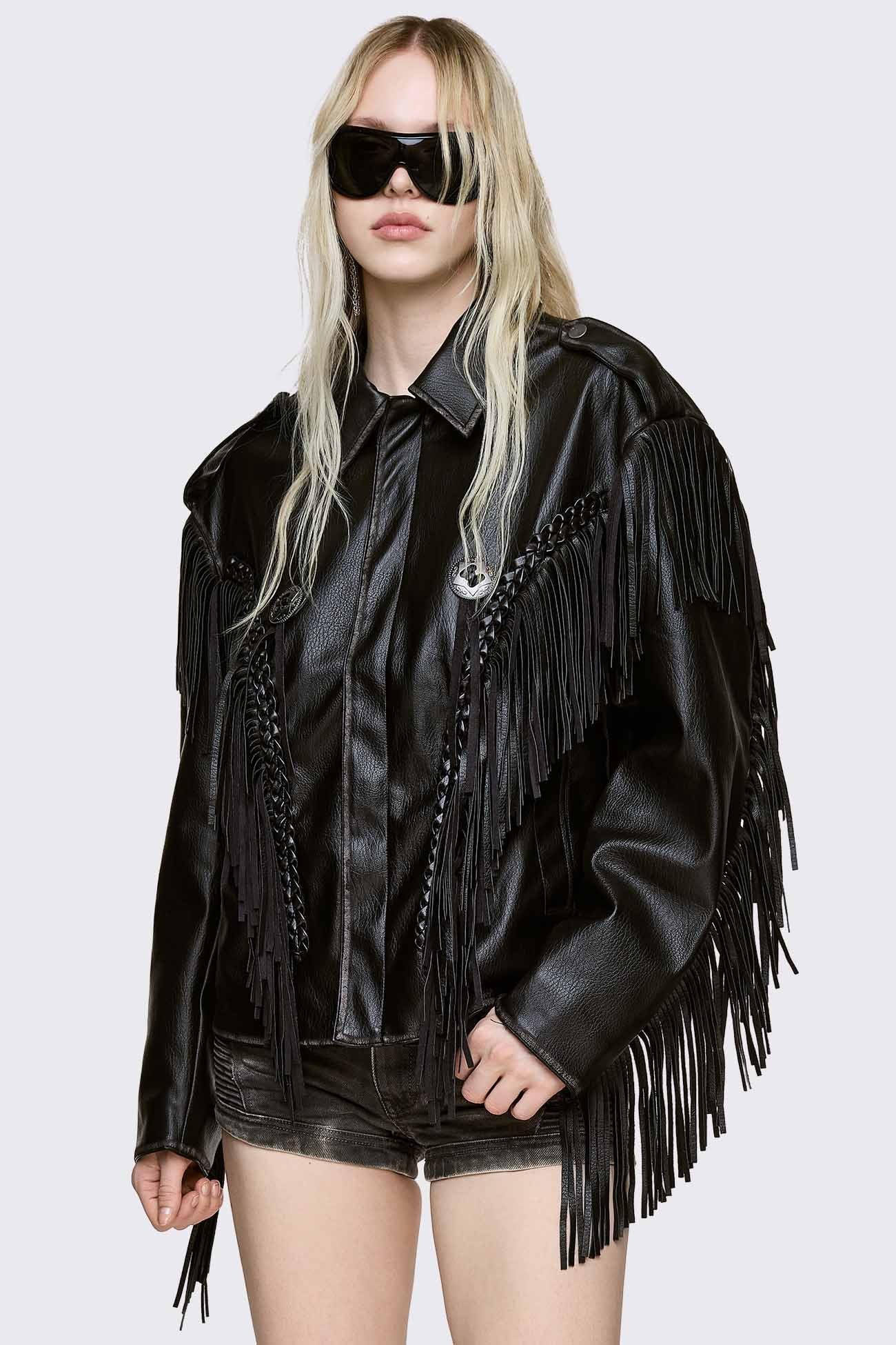 Minga London Nomad Fringe Biker Jacket