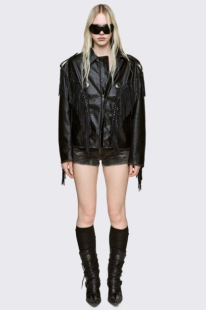 Minga London Nomad Fringe Biker Jacket