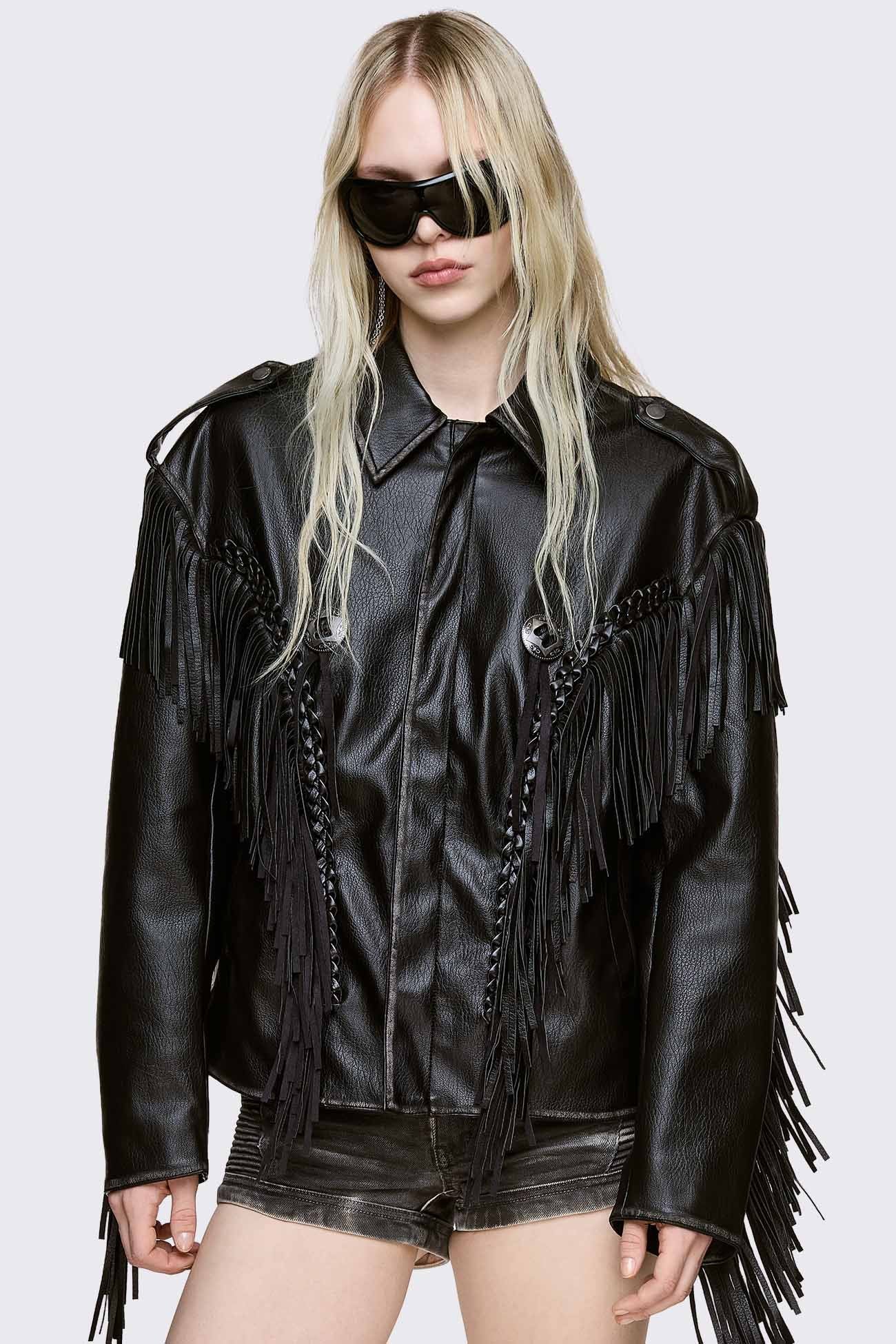 Minga London Nomad Fringe Biker Jacket