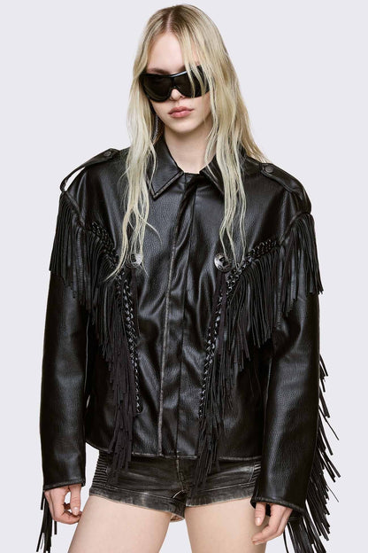 Minga London Nomad Fringe Biker Jacket