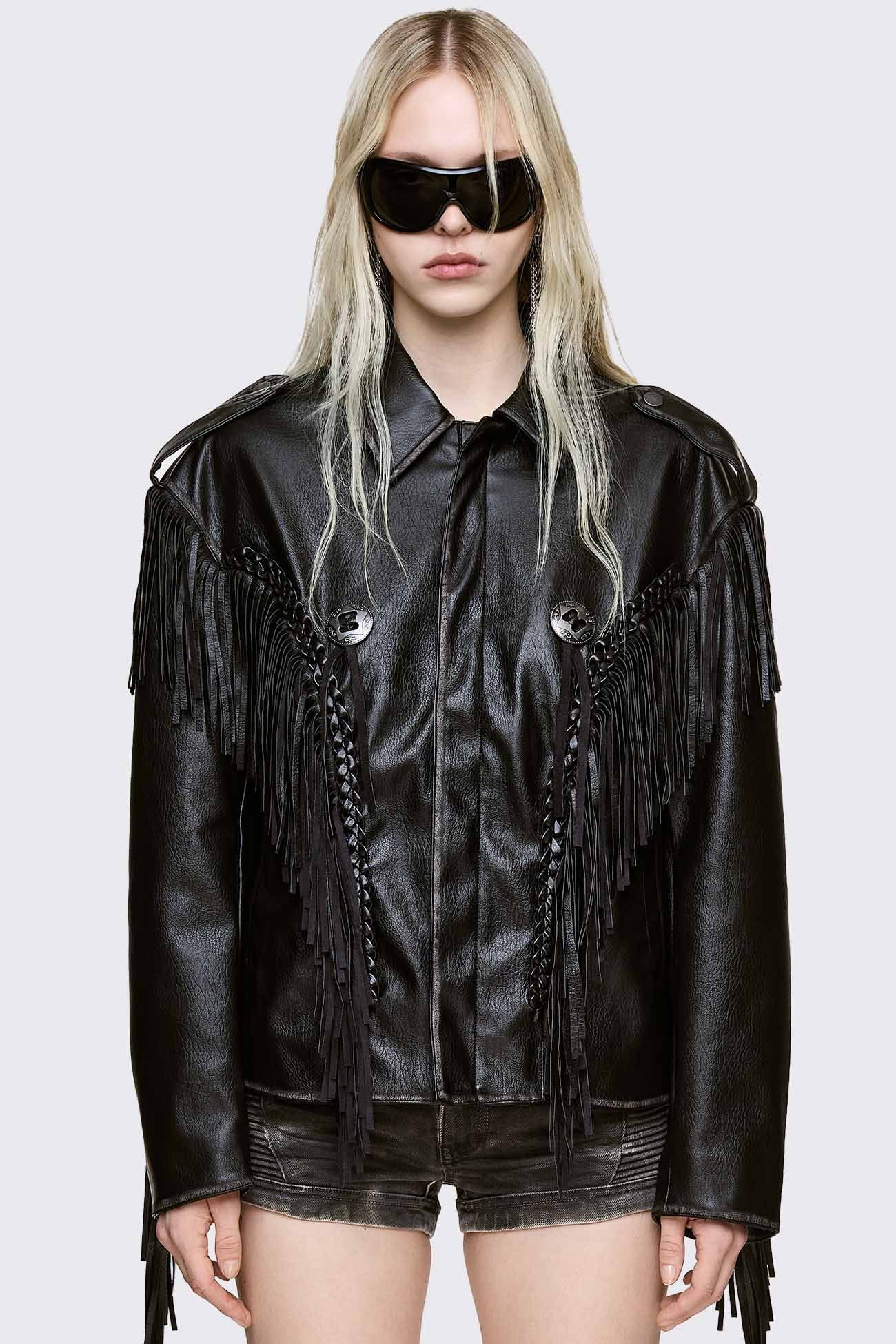 Minga London Nomad Fringe Biker Jacket