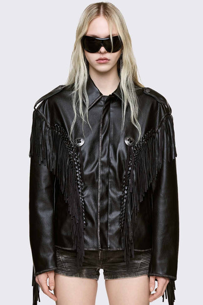 Minga London Nomad Fringe Biker Jacket