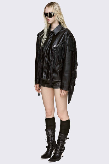Minga London Nomad Fringe Biker Jacket