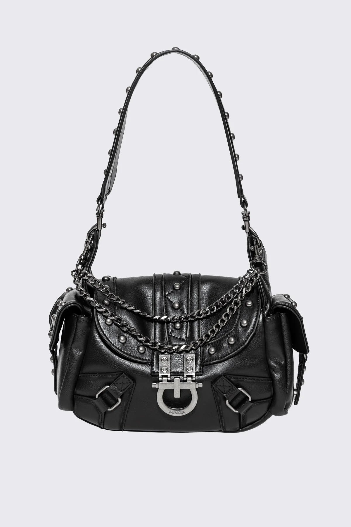 Minga London Sloane Studded Faux Leather Shoulder Bag