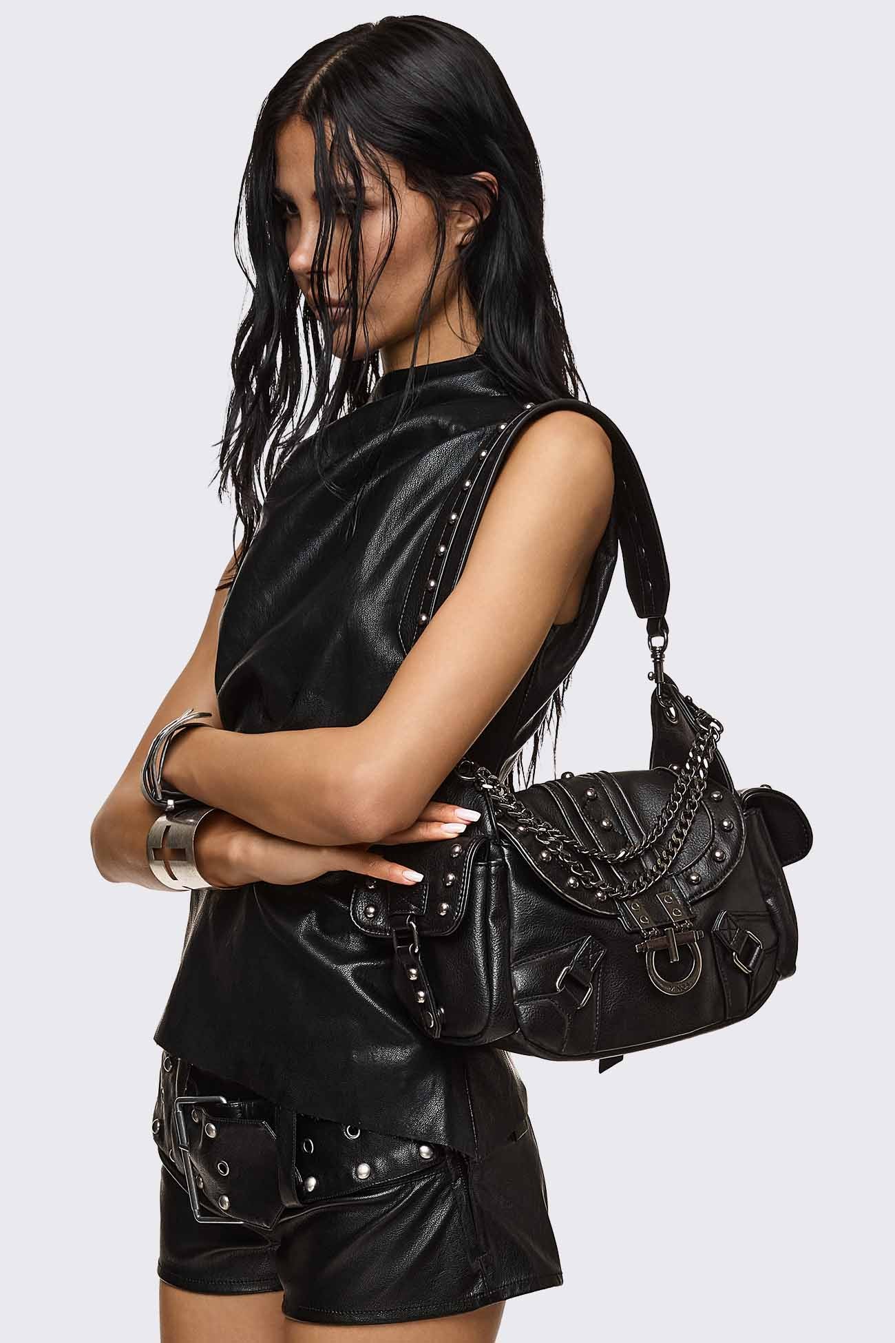 Minga London Sloane Studded Faux Leather Shoulder Bag