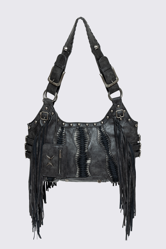 Minga London Suki Fringe Faux Shoulder Bag