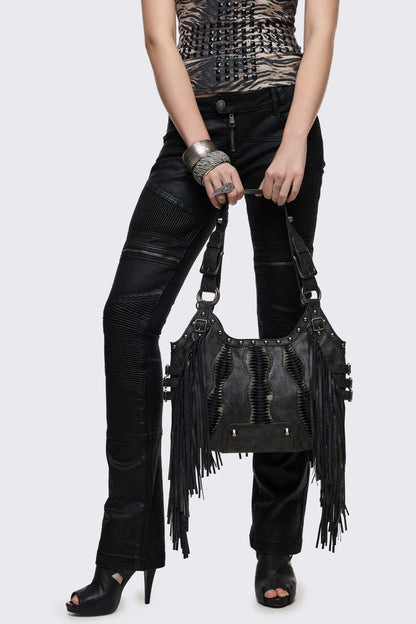 Minga London Suki Fringe Faux Shoulder Bag