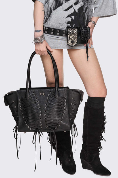 Minga London Avery Lace-Up Shoulder Bag