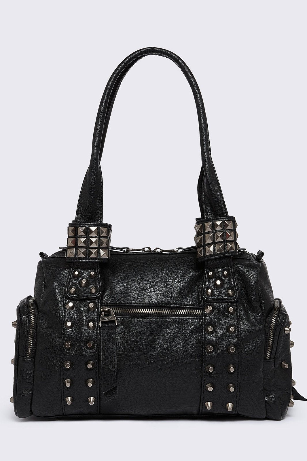 Minga London Myrrh Black Studded Faux Leather Shoulder Bag