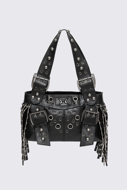 Minga London Fern Studded Fringe Shoulder Bag