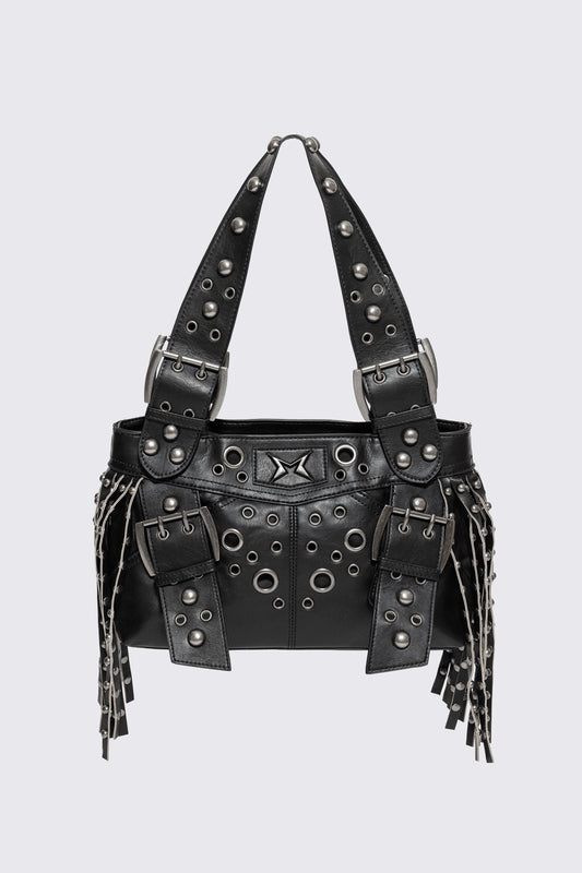 Minga London Fern Studded Fringe Shoulder Bag