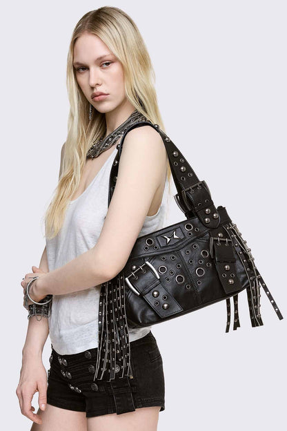 Minga London Fern Studded Fringe Shoulder Bag