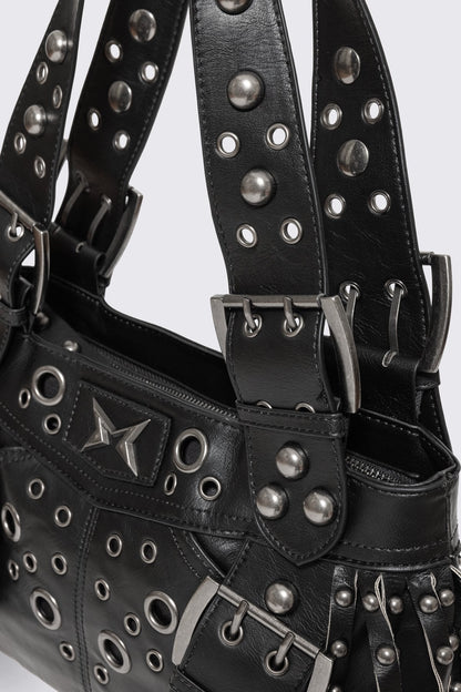 Minga London Fern Studded Fringe Shoulder Bag