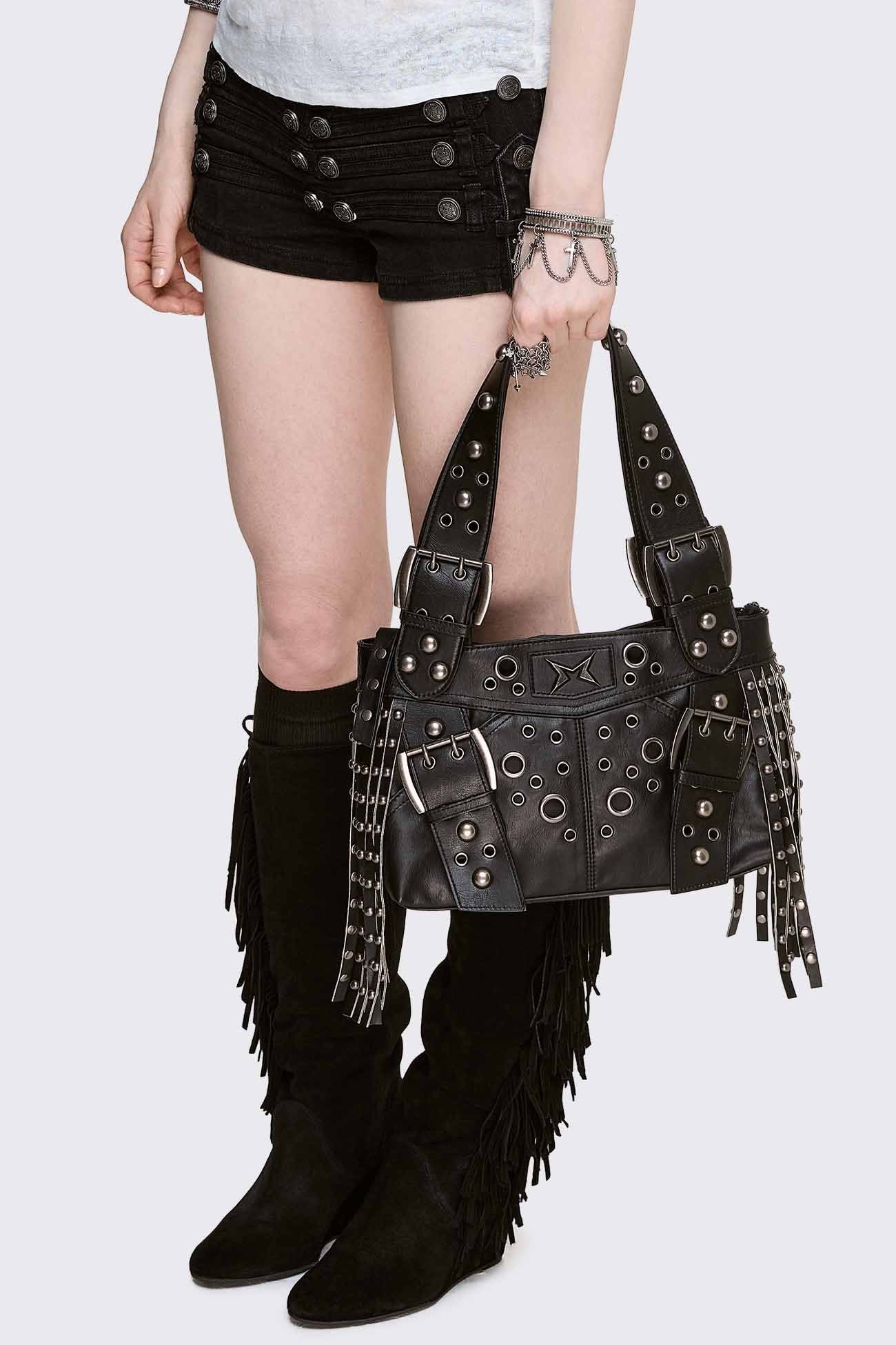 Minga London Fern Studded Fringe Shoulder Bag