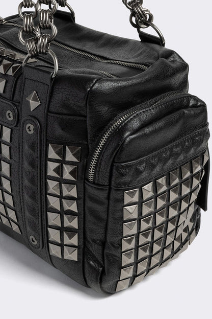 Minga London Ruthless Studded Faux Leather Shoulder Bag