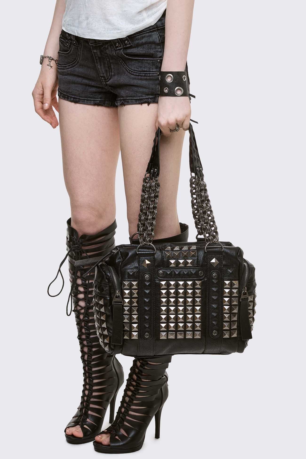 Minga London Ruthless Studded Faux Leather Shoulder Bag
